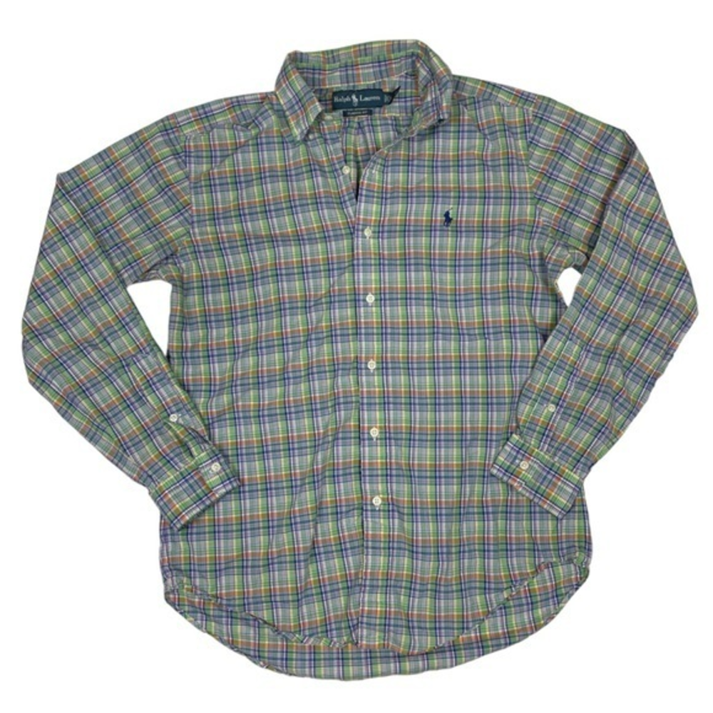 Ralph Lauren Shirt Men Medium Classic Fit Long Sleeve Button Down Plaid Colorful